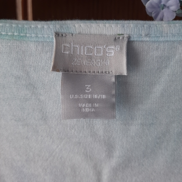 Sold ^ NWT Chico's Zenergy V-neck SS Casual Tee, Chicos Size 3, blue aqua - Picture 5 of 7